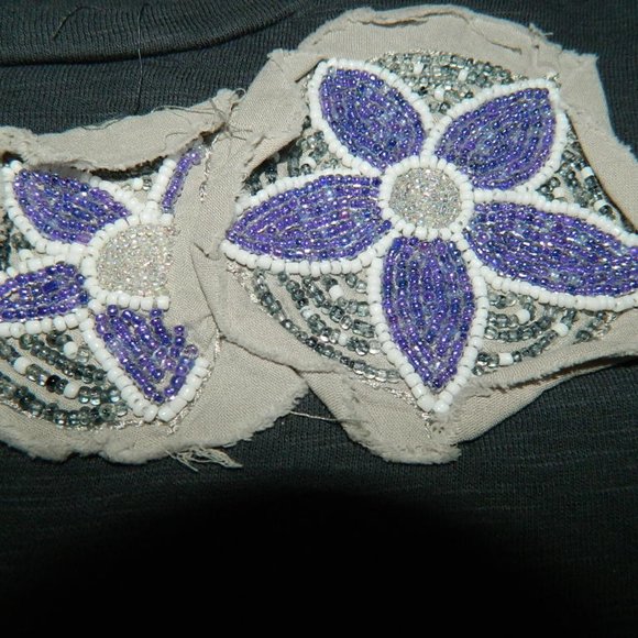 Old Navy Dark Grayish-Purple Beaded Tee , Med - Picture 3 of 7